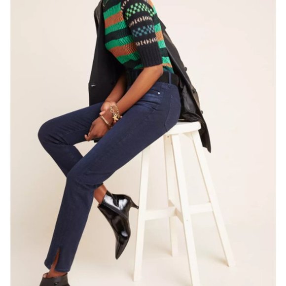 👕 ANTHROPOLOGIE AG The Stevie High-Rise Skinny Ankle Dark Wash Jeans - Size 31R - Picture 1 of 10